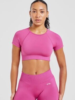 AYBL Hot Pink Seamless Crop Top & Leggings Set